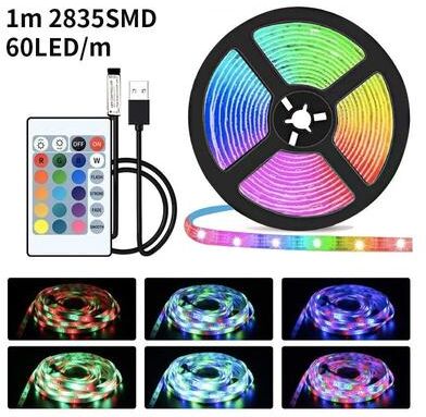 Inspired Living USB RGB LED Strip Lights Kit With Remote Control Flexible TV Backlight Room Mood Lighting USB RGB LED Strip Lights Kit With Remote Control Flexible TV Backlight Room Mood Lighting