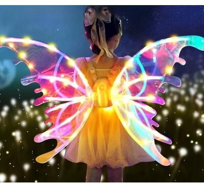 Combo Retail Shop Battery Powered Dreamy Fairy Wings, Costume Accessory Angel Wings, Girl Performance Props For Kids, Elf Wings colorful Light