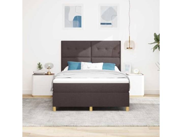 KTHLBRH Boxspringbett Stoff Dunkelbraun 140 x 190 cm Verstellbares Kopfteil, ergonomisches Design, mittlere Kompaktheit, moderner Stil für zeitgenössische Zimmer