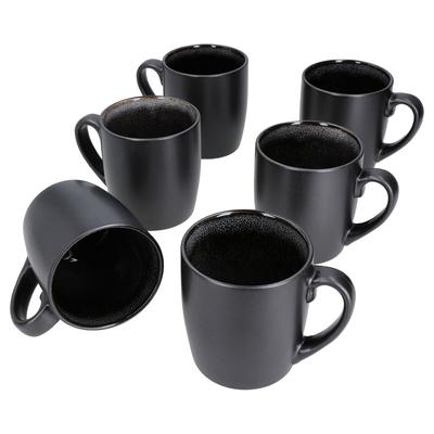 6er Set Kaffeebecher Zakynthos Reactive Glaze Grey Black - 24321864