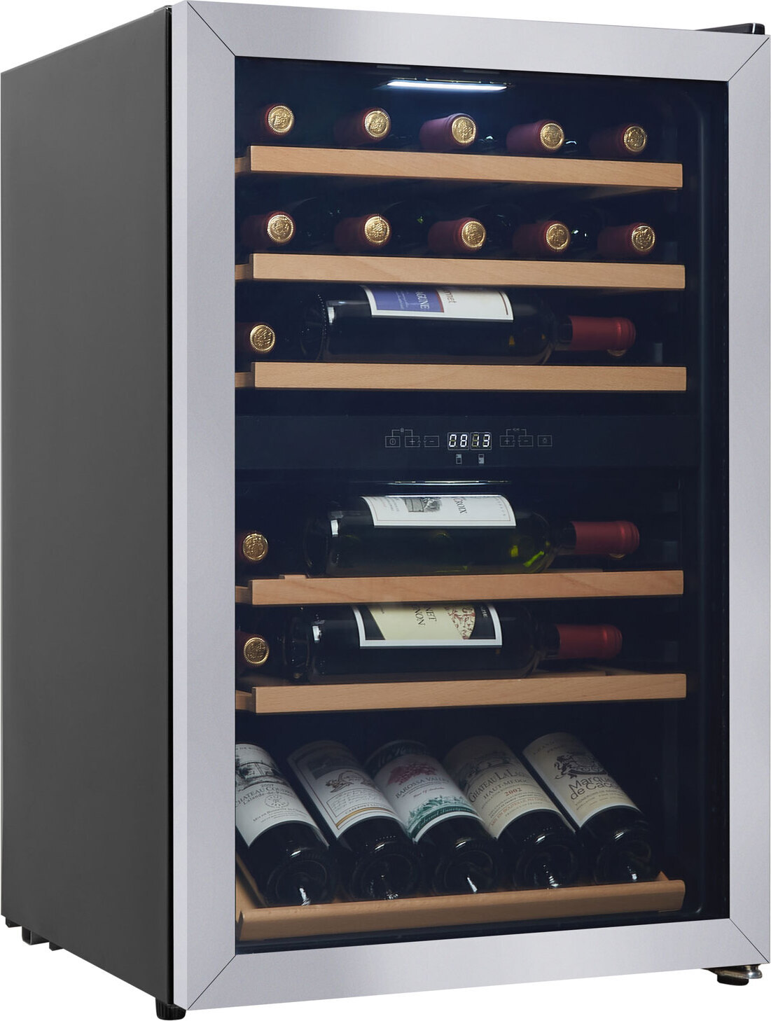 CAVIN Freistehender Weinkühlschrank - Polar Collection 52 | 2 Temperaturzonen | zwei Zonen | 4 bis 22°C | Kompressor | Holzregalböden | UV-Glastür