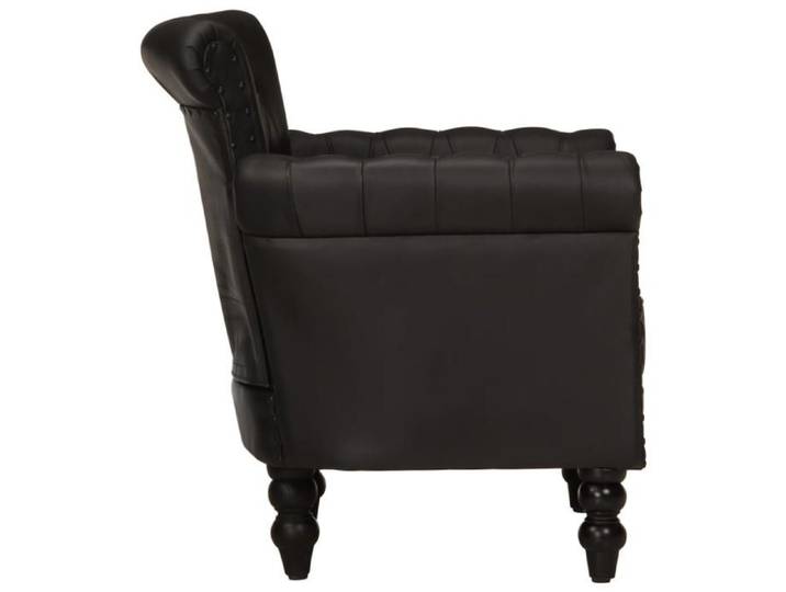 Fauteuil cuir de chèvre - WIENS - Noir - 77x63x76 cm - Cuir de chèvre véritable - Bois de manguier massif