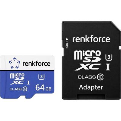 Renkforce RFmSD64 microSDXC-Karte 64 GB A1 Application Performance Class, v30 Video Speed Class inkl. SD-Adapter