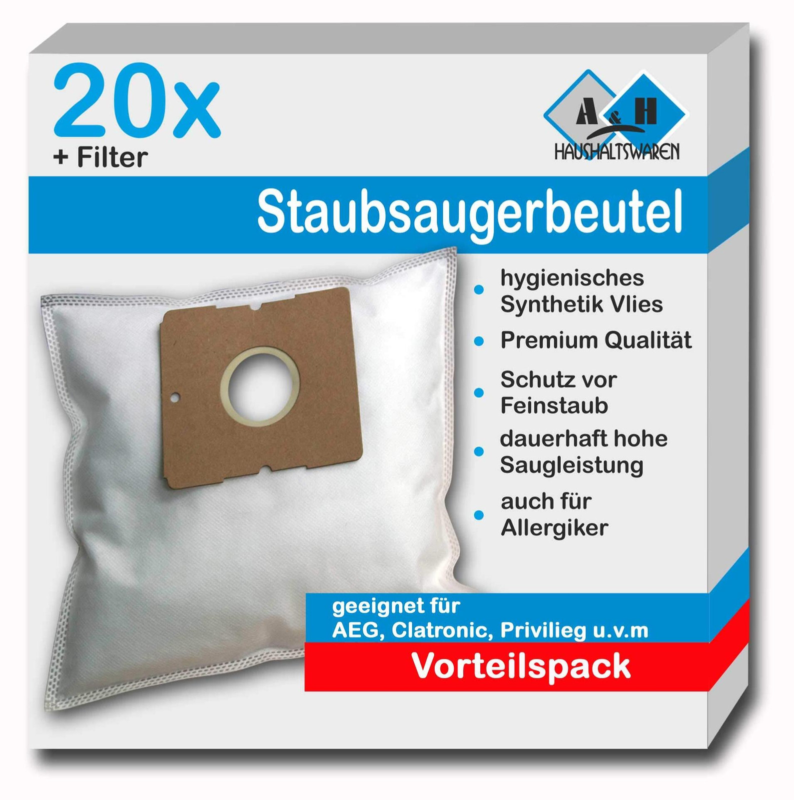 20 stofzuigzakken voor AEG Berry AB 3450–3475