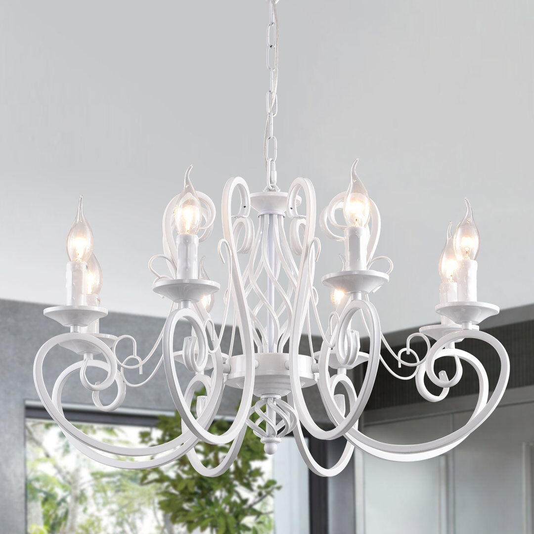 Blue Elephant Dirksen 8 - Light Dimmable Classic / Traditional Chandelier White 39cm H X 68cm W X 68cm D