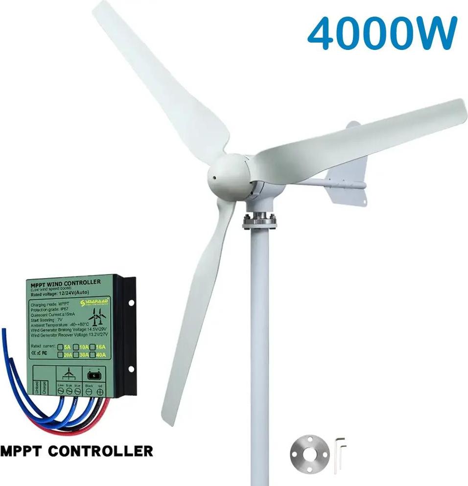 Windturbine Windgenerator - 4000W 24V Hauskraftwerk - Mit MPPT-Laderegler - Niedriger Lärm - Ererbare grüne Energie - Mit MPPT-Steuerung