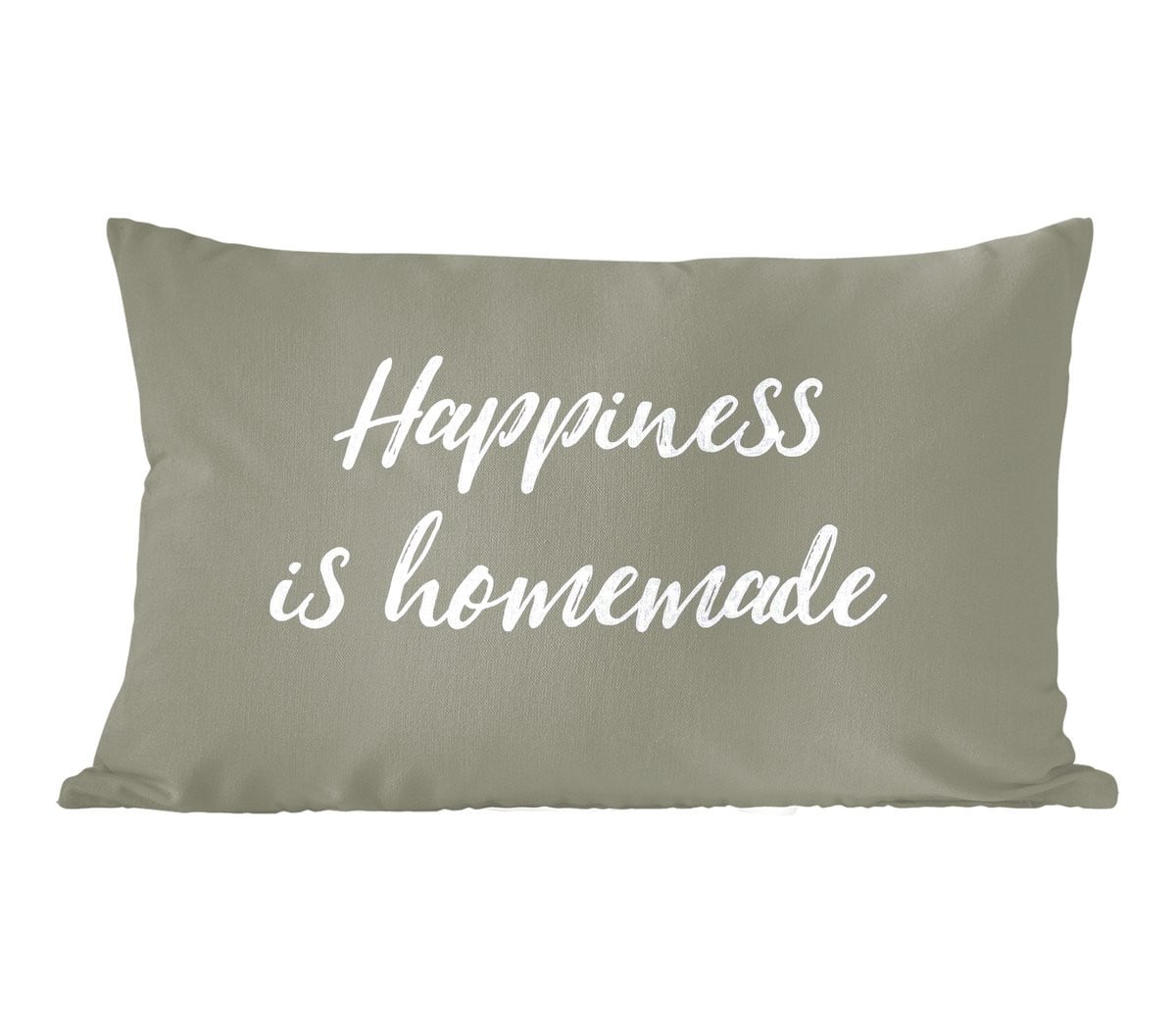 Sierkussen Happiness is homemade met quote tekst - 50 x 30 cm