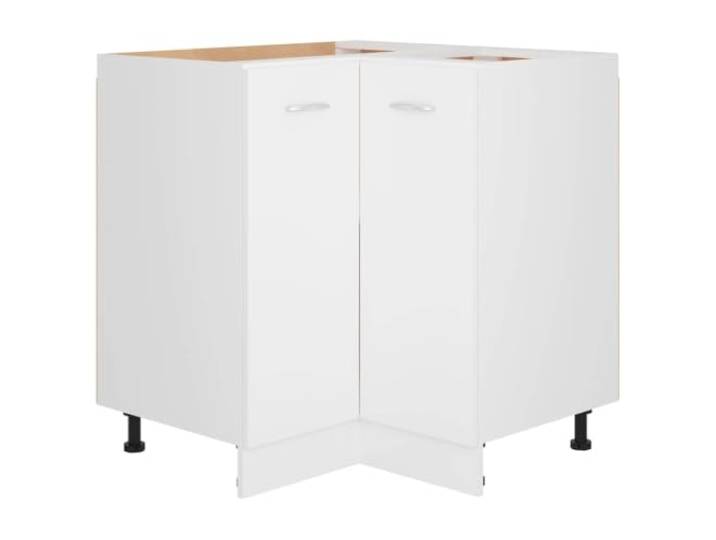 HKTMGDNG Eckunterschrank Lyon Weiß 75,5x75,5x81,5 cm Küchenschrank Kompakter Eckschrank für Küche und Speisekammer mit 2 Etagen für Geschirr, beidseitig montierbar und pflegeleicht.
