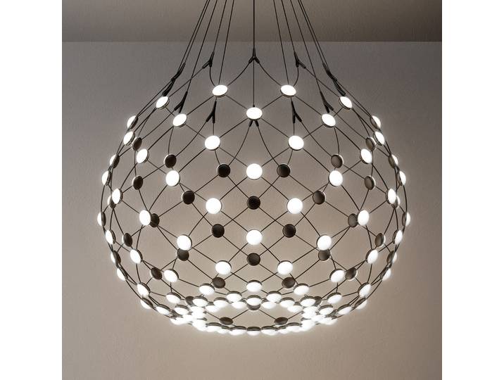 Mesh Suspension Ø80xH60 Phase 2m Black - Luceplan - Salon / séjour - Moderne - Métal - Multi-ampoules