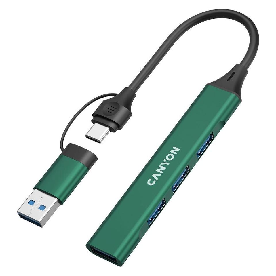 Canyon Konverter Hub DS-02 4in1 USB-A/C Grün (USB-A, USB-C, 4 Ports) (CNS-TDS02GR)