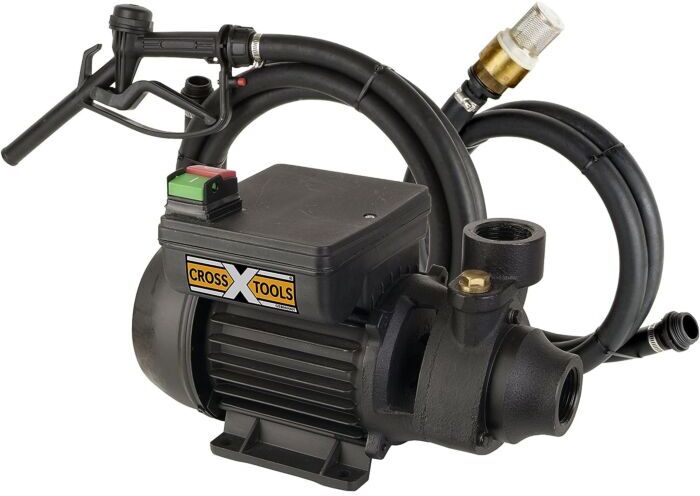 T.I.P. CROSS TOOLS Kraftstoffpumpe - Dieselpumpe/Ölförderpumpe,  2.100 l/h, Zapfpistole, MultiOil 35 m, 68800