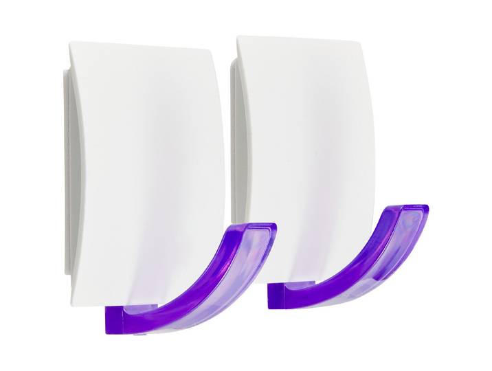 Klebehaken Quadratisch Weiss-Violett 2 Stück
