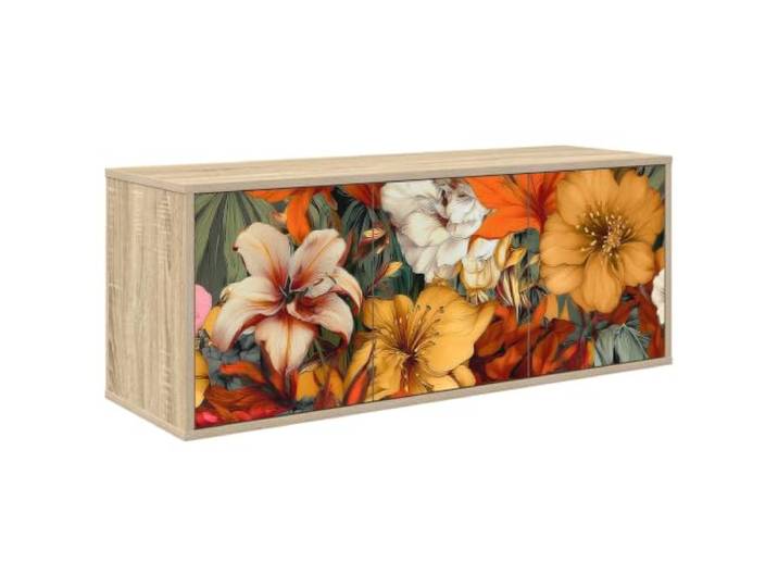 GKMBCVDFR Wandmontierter TV-Schrank GENNEP 102 x 33 x 40 cm Sonoma-Eiche Holzwerkstoff, schwebende Optik, viel Stauraum, dekoratives Muster, einfache Reinigung