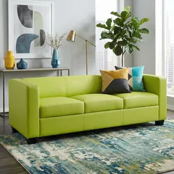 3er Sofa Couch Loungesofa Lille ~ Kunstleder, hellgrün
