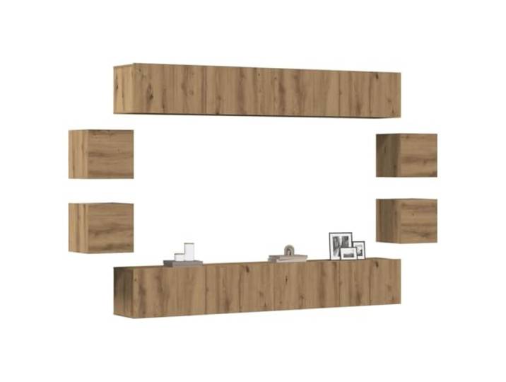 HEFZGDB Wandmontierter TV-Schrank Set 8-TLG. Artisan-Eiche Holzwerkstoff Modernes Design Viel Stauraum