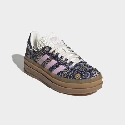 Plateausneaker ADIDAS ORIGINALS "GAZELLE BOLD J", Mädchen, Gr. 35,5, bunt (utility schwarz, orchid fusion, gum 1), Leder, Textil, Schuhe Plateausneaker
