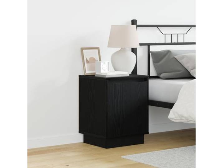 HEFZGDB Nachttische mit LED-Leuchten 2 STK. Schwarz 39x34,5x50 cm Holzwerkstoff Schublade minimalistisch Beleuchtung