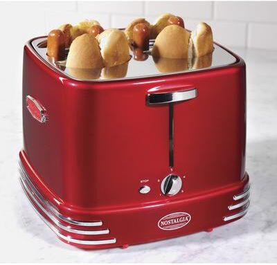 Nostalgia RHDT800RETRORED Retro Series 4-Slot Pop-Up Hot Dog Toaster