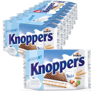 Knoppers Waffeln Joghurt-Haselnuss-Schnitte, Joghurtcreme & Schokolade, einzeln verpackt, 200 g, 8 Stück