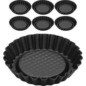 Zenker Backform Black Metallic, Tortelettförmchen, aus Stahl, Ø 10 cm, schwarz, antihaftbeschichtet, Tarteform, 6 Stück