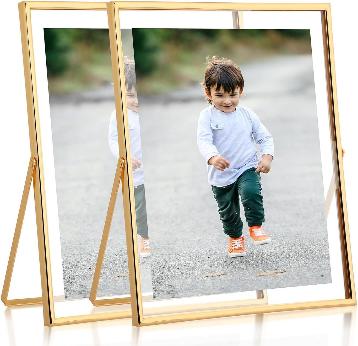Zwevend fotolijst met dubbel glas voor interieurdecoratie - Goud - 8x10 inch