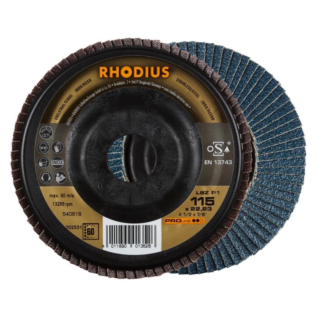 Rhodius 202531 LSZ P1 Fächerschleifscheibe Edelstahl, Stahl 10 St. (60) (202531)