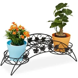 Relaxdays Blumentreppe für 3 Pflanzen Schwarz