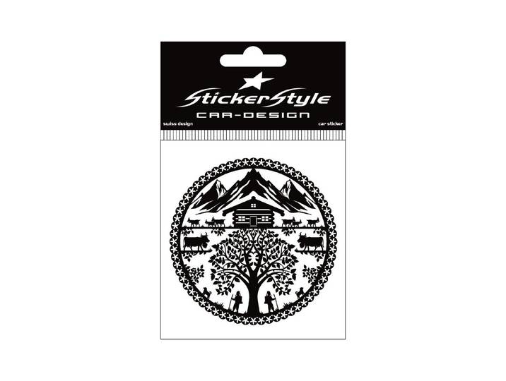 StickerStyle Sticker Scherenschnitt rund Berge