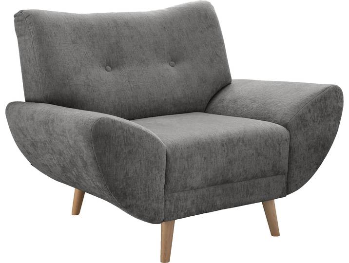 Sessel HOME AFFAIRE Basta komfortable Wellenunterfederung, Breite 111cm , grau (graubraun), B:111cm H:82cm T:87cm, 100% Polyester, Sessel, Sessel