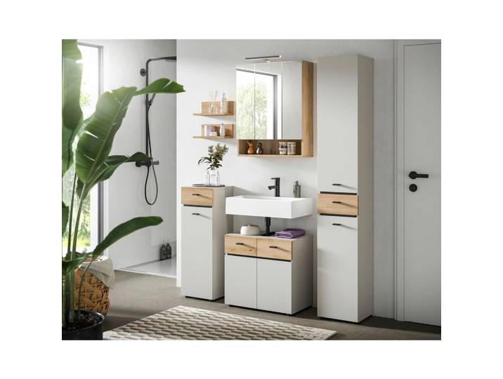 Badezimmer Aqua Kaschmir/Eichefarben B: 124cm