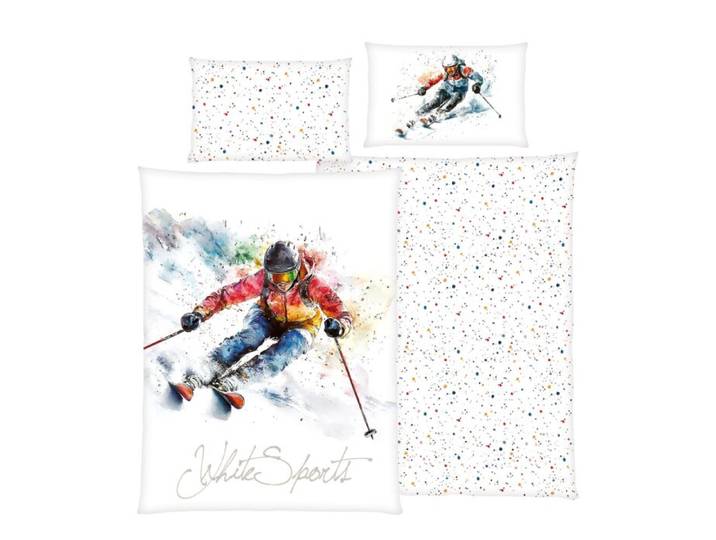 Bettwäsche Ski Action Design White Sports