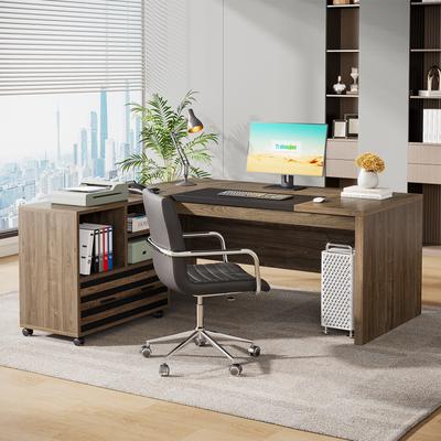 BLUEBELL "62.2"" Executive Desk with Mobile File Cabinet, L-Shaped Office Desk for Home Office"
