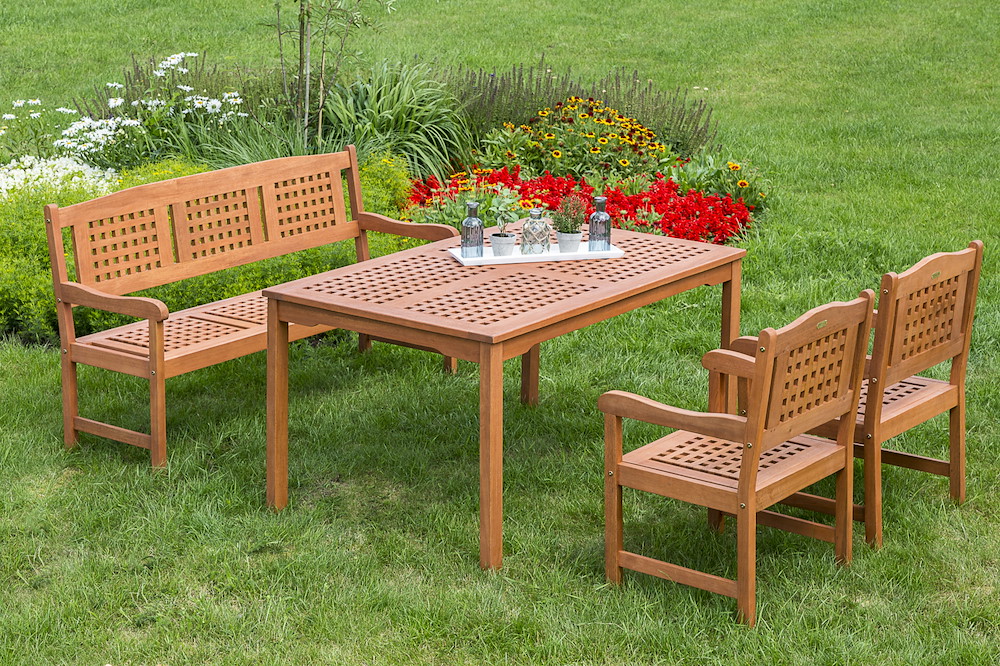 MERXXHANDELS Lima Set 4tlg 2 Sessel 3er Bank Tisch 150x90cm 16909187