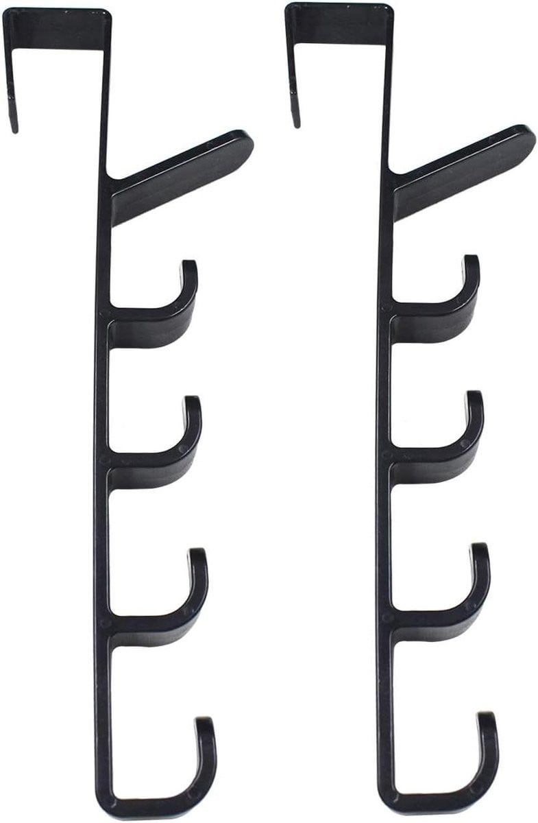 Deurhaak Organizer Kapstok Hanger met Vijf Haken - 2 Stuks - Zwart
