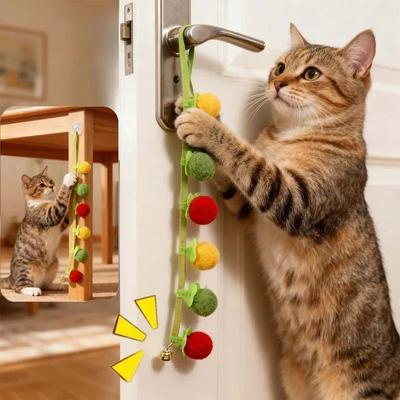 Inspire Essentials Felt Hanging Cat Teaser Toy With Bell Felt Hanging Cat Teaser Toy With Bell