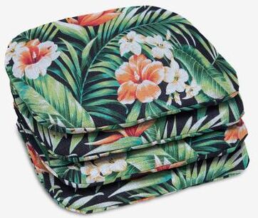 BH Outdoor Performance Set of 4 Stacking Chair Pads by BrylaneHome in Cypress Midnight Patio Cushion