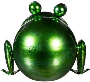 Evergreen "Metal Portly Frog Garden Statue, 7""H"