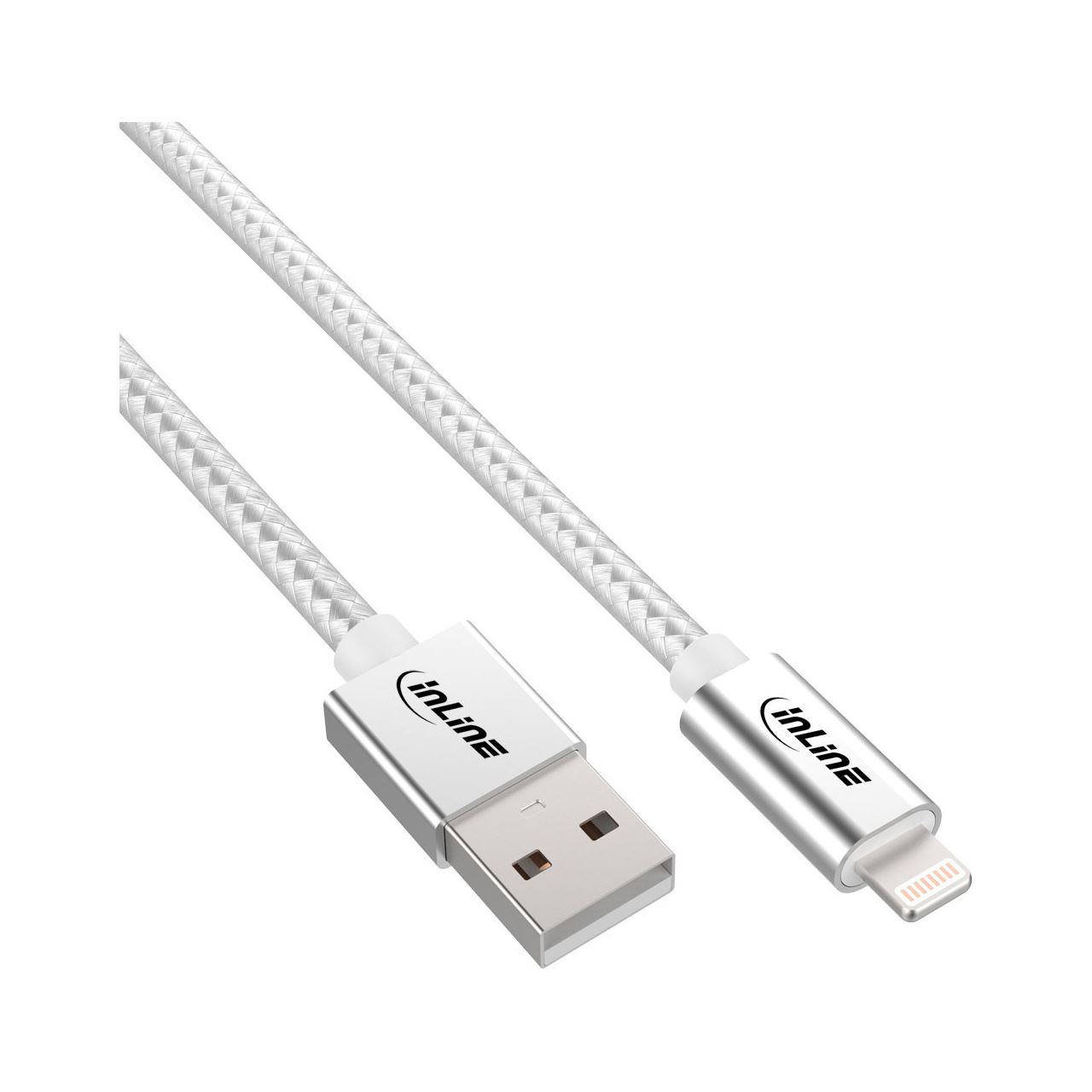 1.00m InLine Lightning USB Kabel, für iPad, iPhone, iPod, silber/Alu, 1m