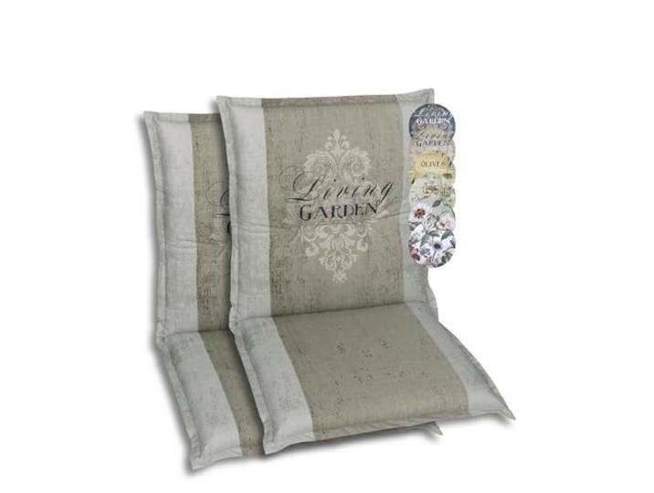 GO-DE Textil Bequeme und attraktive Polsterauflagen für Niederlehner-Gartenstühle (2er-Set, Wappen Living Garden beige, Niederlehner)