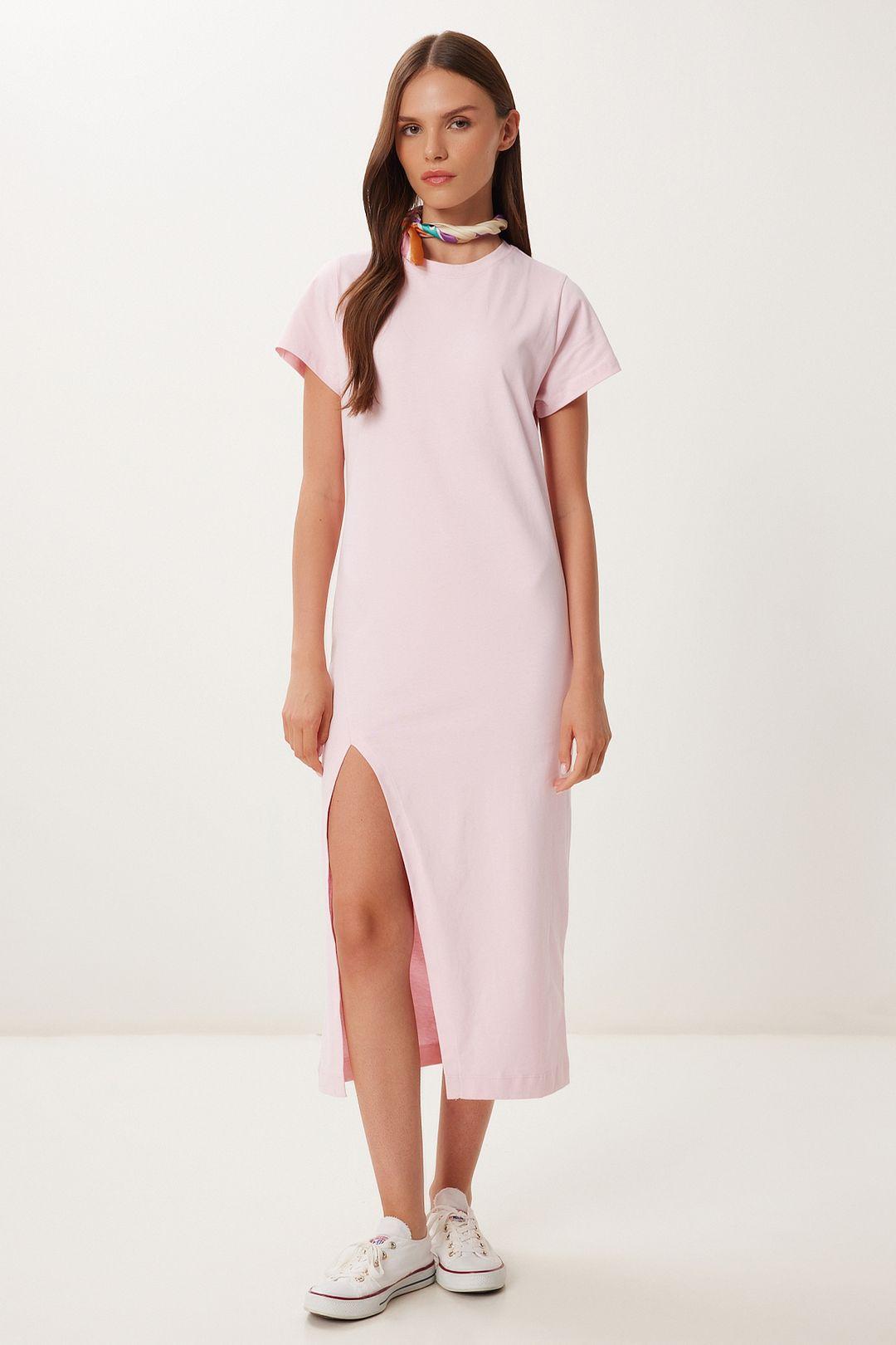 Slim Fit Midi Jurk met Zijsplit