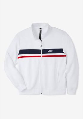 Men's Big & Tall Skechers® Performance Track Jacket by Skechers in White (Size 2XL)
