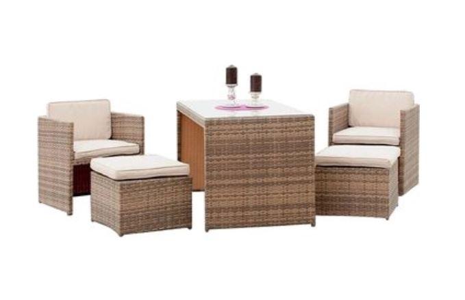 MERXXHANDELS Merano Set 11tlg 2 Sessel 2 Hocker Tisch 127x695cm 09223646
