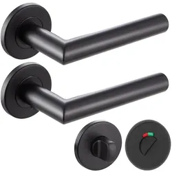 ID Dinkel Türgriff SCHWARZ Türgarnitur Türdrücker Türbeschlag Türklinke Innentür Bad WC EMILY WC Garnitur-SET