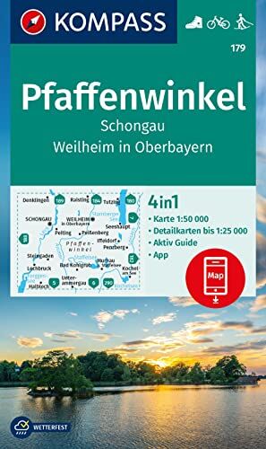 KOMPASS Wanderkarte 179 Pfaffenwinkel, Schongau, Weilheim i. OB 1:50.000: 4in1 Wanderkarte mit Aktiv Guide und Detailkarten inklusive Karte zur ... der KOMPASS-App. Fahrradfahren. Langlaufen. - Preis vom 15.10.2026 23:06:25 h