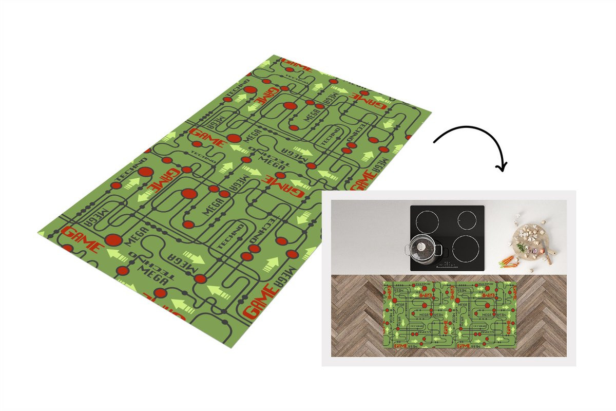 Keukenloper Moederbord met Abstract Patroon in Vinyl - 120 x 60 cm