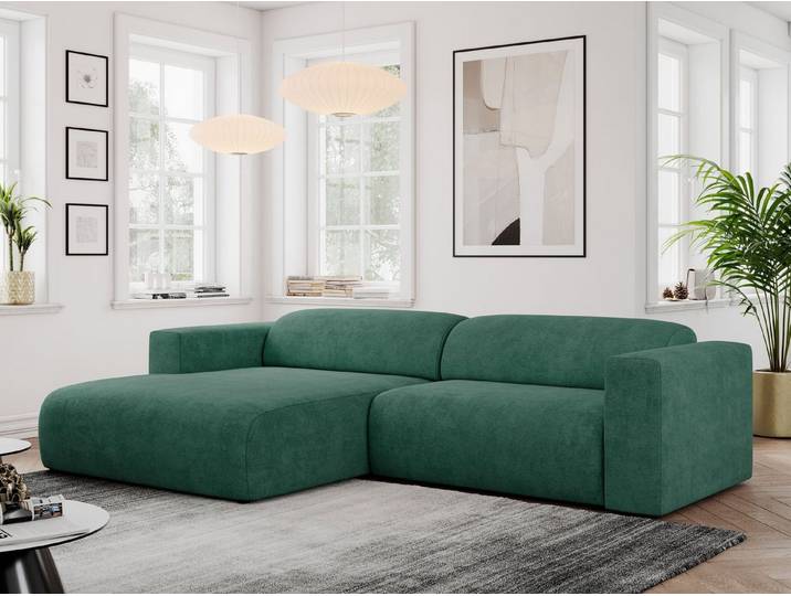 MKS MÖBEL Ecksofa PASADENA, Set, Wellenfedern, Polsterschaum, Kunststoffbeine, freistehendes Ecksofa L-Form, breite Armlehnen, Federsitz