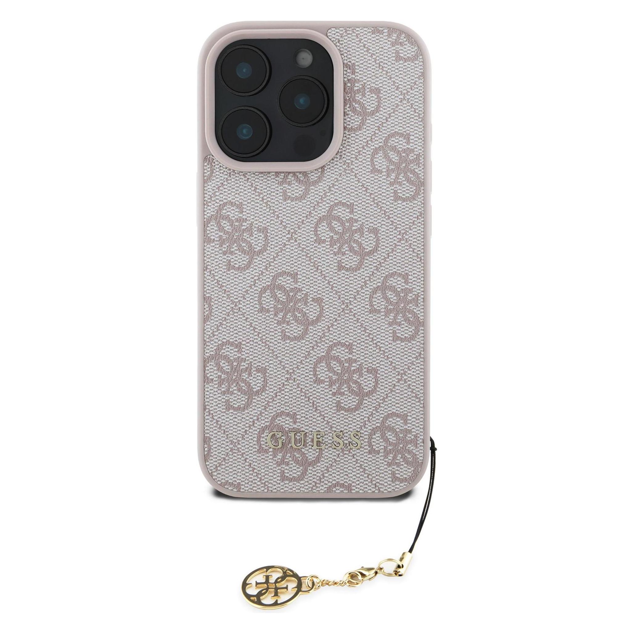 Guess 4G Charm Back Cover für iPhone 16 Pro Ton in Ton Pink (Apple iPhone 16 Pro) (GUHCP16LGF4GCP)
