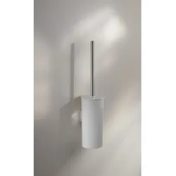 KEUCO Moll Toilettenbürstengarnitur 12764010100 mit Kunststoffgehäuse, Bürste mit Deckel, Wandmodell, verchromt/weiß