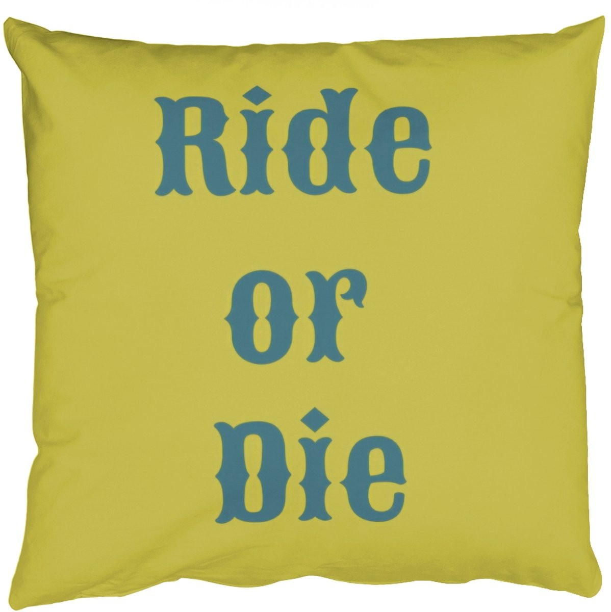 Sierkussens Ride or die Geel Blauw 60x60 cm