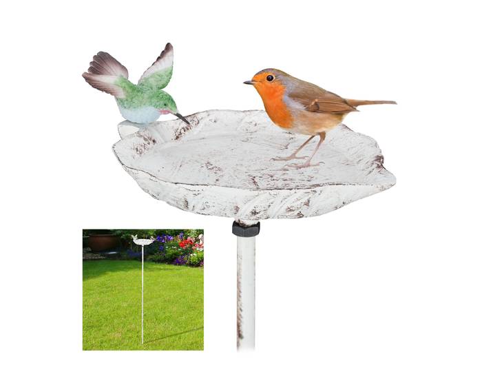 Vogeltränke Gusseisen mit Erdspiess Weiss